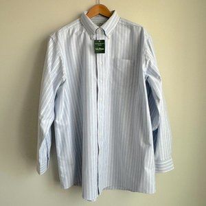Striped LL Bean Oxford Wrinkle Free Shirt NWT, Men's 18-36 Blue, Pink, White